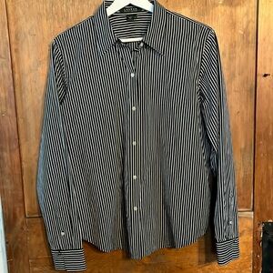 Ralph Lauren women’s classic black & white striped shirt, size L, crisp cotton